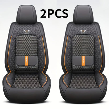 Car Seat Covers 3D Diamond-Embroidered Faux Leather with Two-Front or Five-Seat Set Options