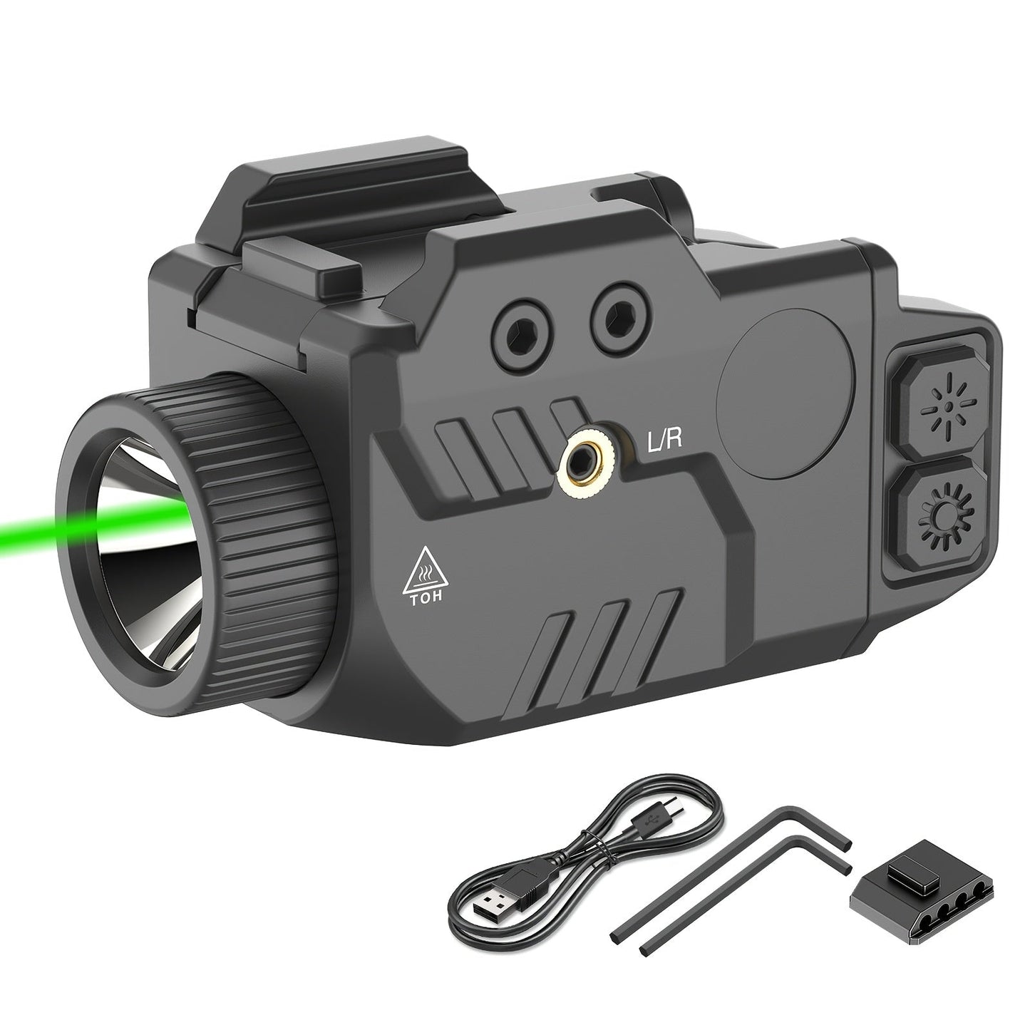 Handgun Light & Laser Combo – 750 Lumen Rechargeable Pistol Flashlight with Red/Green/Blue Laser Sight, Strobe Function