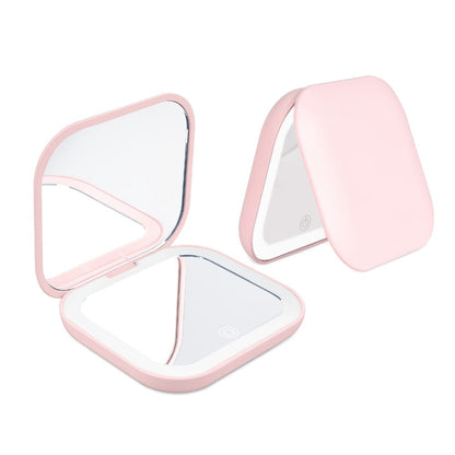 Cute Animal LED Makeup Mirror Foldable Double-Sided 3 Brightness Settings – USB Rechargeable, for Makeup, Travel and Everyday Vanity Use