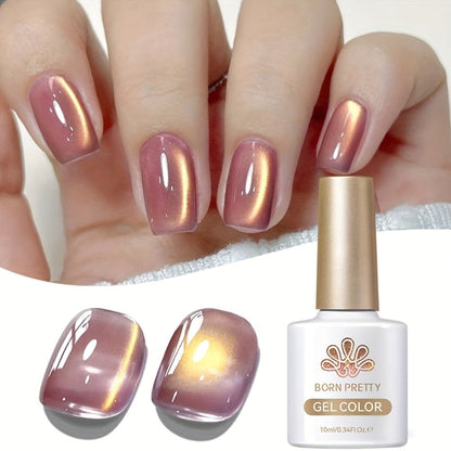Gel Nail Polish BORN PRETTY MY45 Nude-Gold Magnetic Cat-Eye in 10ml with UV/LED Soak-Off Formula