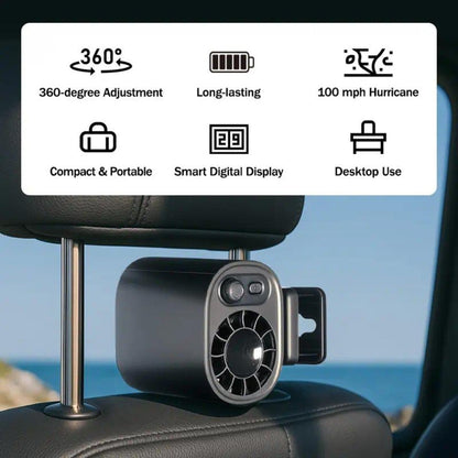 Clip-On Car Fan USB Rechargeable Sun Visor Fan Adjustable Speed Portable Quiet Mini Cooling for Daily Driving, Commuting and Road Trips
