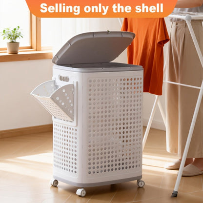 Rolling Laundry Basket with Lid and Wheels, Large Foldable Ventilated Storage Bin with Lockable Casters