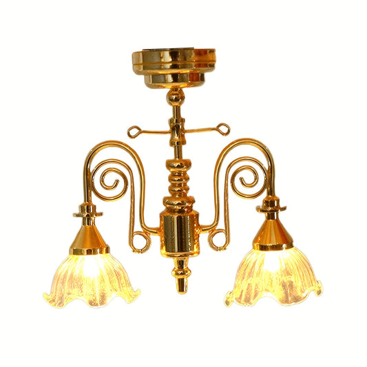 Miniature LED Chandelier Ceiling Lamp Dollhouse Working Light 1:12 Scale with the Listed Color, Size or Set Options for Everyday Use