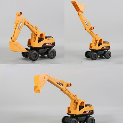4-Piece STEM Construction Toy Vehicle Set for Toddlers, Shatterproof Excavator Mixer Dump Truck Bulldozer
