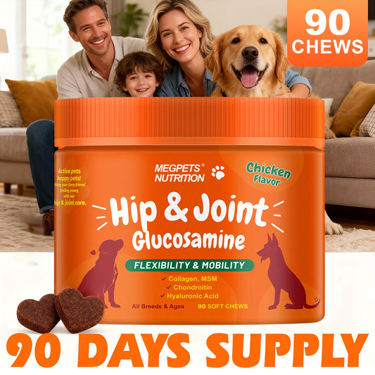 Dog Joint Supplement Chews – Glucosamine, Chondroitin & Alaskan Salmon Oil for Dogs & Cats, Mobility & Cartilage Support