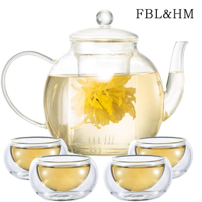 Glass Teapot with Removable Infuser 51oz Borosilicate Clear Tea Kettle Stovetop Safe for Loose Leaf Blooming Herbal & Flower Tea