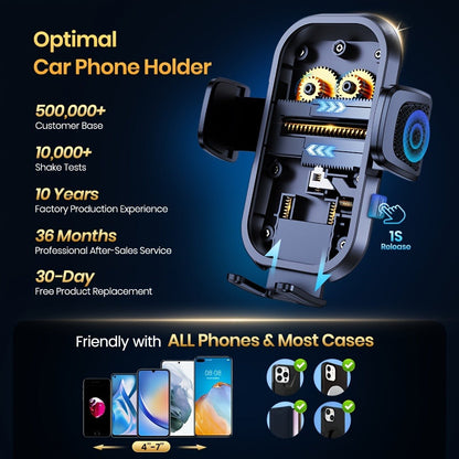 Dashboard Phone Mount with Adhesive Base, Adjustable Multi-Joint Arm and Black Spring-Grip Cradle
