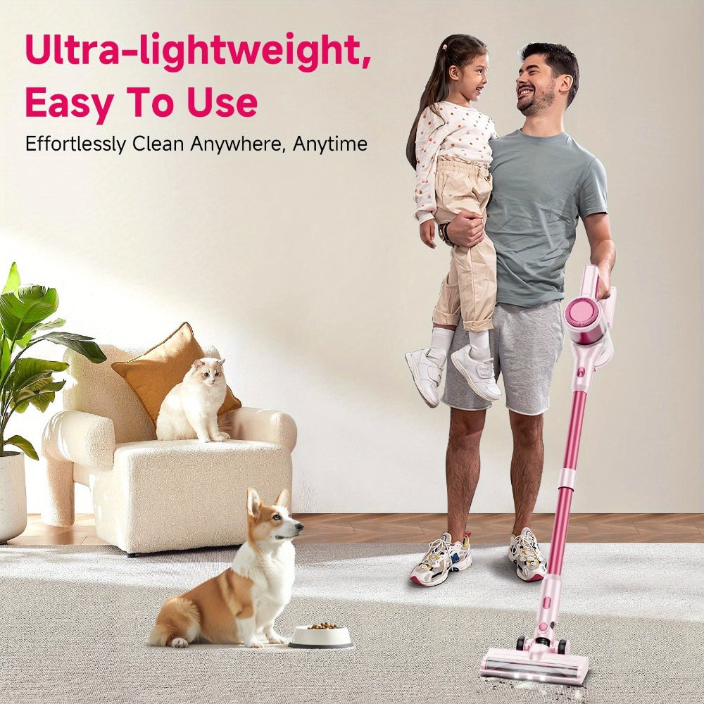 Cordless Vacuum Cleaner 55KPa 8-in-1 Stick Vacuum with LED Light 180° Swivel Wireless for Entryways, Bedrooms and Living Spaces