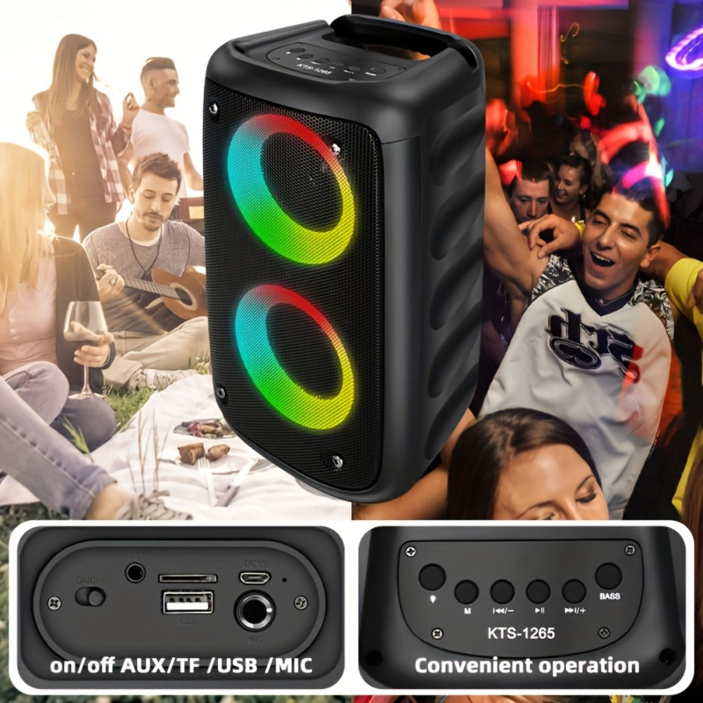 Wireless Bluetooth Speaker with Color LED Lights, MOKiN KTS-1265 Portable Party Speaker, Bass Boost