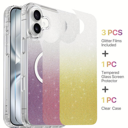 Phone Case Clear TPU and PC Three-Piece Bundle with Screen and Camera Lens Protectors for Select iPhone Models