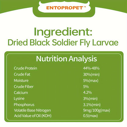 Dried Black Soldier Fly Larvae Chicken Feed – High Calcium High Protein Poultry Treat, Non-GMO Supplement for Chickens Ducks Birds Turtles