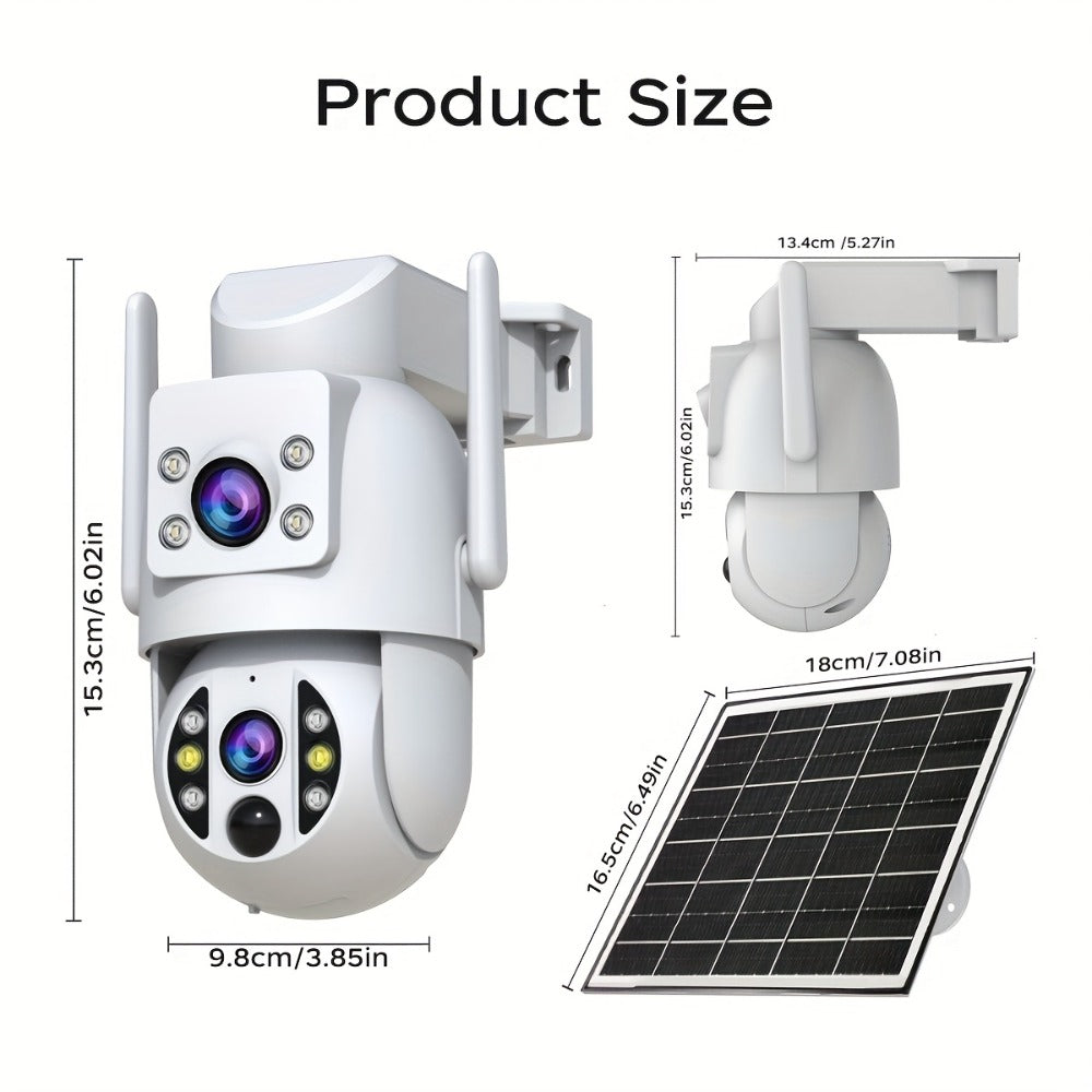 JOOAN RS3 3MP Dual-Lens Solar PTZ Security Camera with 2.4GHz WiFi, 9000mAh Battery and No Card