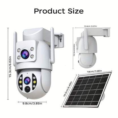 JOOAN RS3 3MP Dual-Lens Solar PTZ Security Camera with 2.4GHz WiFi, 9000mAh Battery and No Card
