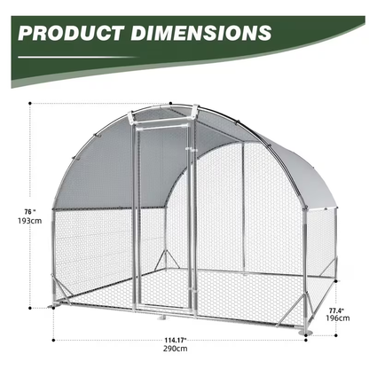 Metal Chicken Run Walk-in Poultry Enclosure with UV Protection - Dome Flat & Spire Roof Styles