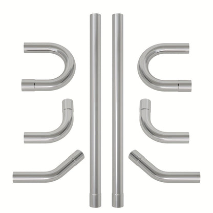 2.5 Inch Exhaust Pipe Kit Mandrel Bend – 8pcs Universal Mild Steel 16 Gauge Tubing with 90° 45° U-Bend & Straight Pipes for Custom Exhaust