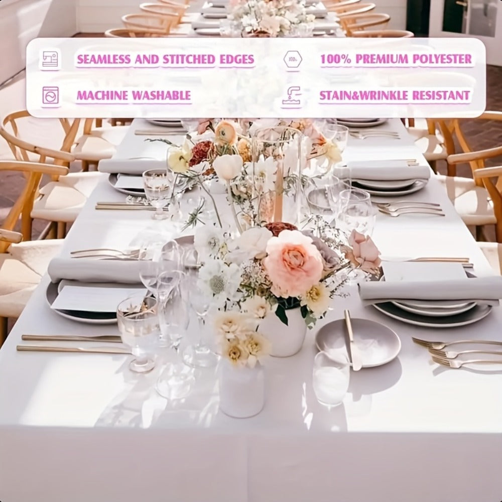 10-Pack White Rectangular Tablecloths 60x102 Inch – Washable Banquet Table Covers for Weddings, Parties & Events