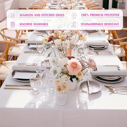 10-Pack White Rectangular Tablecloths 60x102 Inch – Washable Banquet Table Covers for Weddings, Parties & Events