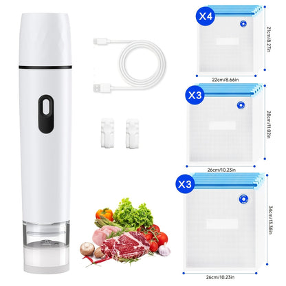 Vacuum Sealing Machine with Reusable Vacuum Bags, Compact Handheld Food Sealer, Portable Meal Storage Device