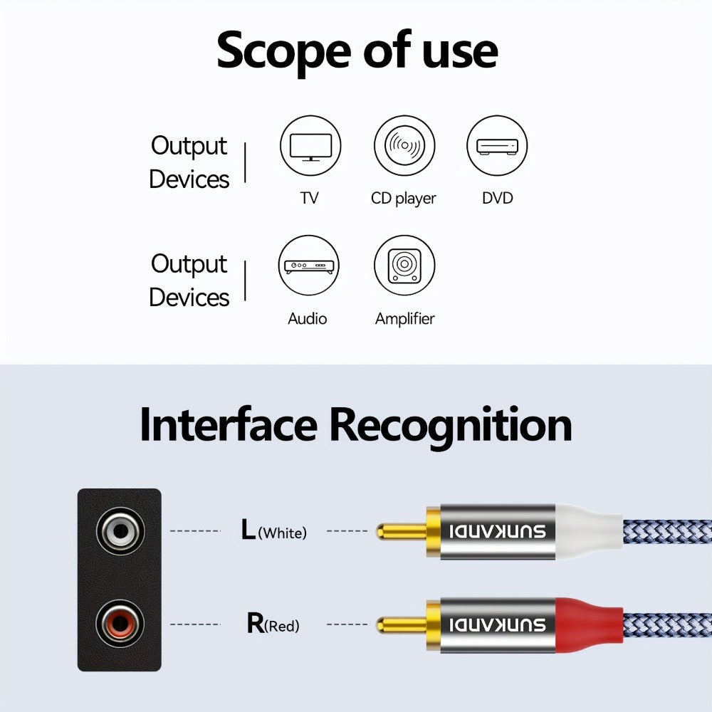 Gold-Plated 2RCA to 2RCA Stereo Audio Cable High-Fidelity Sound for Home Theater HDTV Gaming for an Everyday Personal Care Routine