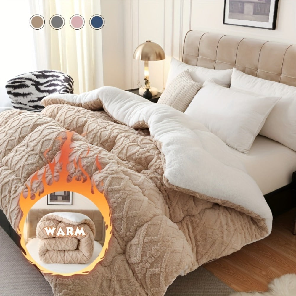 Sherpa Comforter Double-Sided Plush Taffeta, Extra Thick 500GSM Warm Fluffy Comforter for Autumn & Winter – Soft Cozy Bedding for Twin XL
