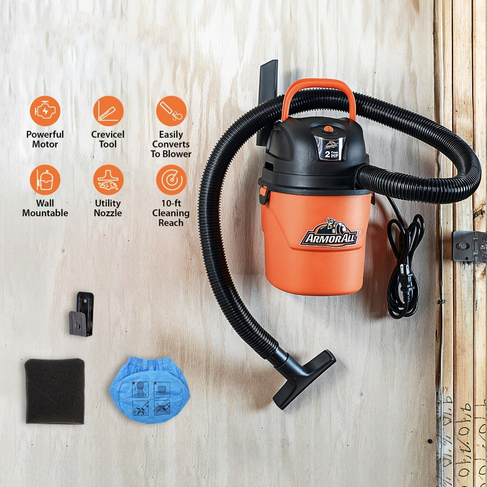 Portable Wet Dry Vacuum Cleaner 1.5 Gallon 2 Peak HP Shop Vac with Blower Function for Entryways, Bedrooms and Living Spaces