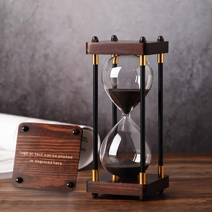 Hourglass Timer 60 Minute Wooden Sand Timer Decorative Glass – Vintage Home Decor for Kitchen, Office & Bedroom | Great Gift for Birthday