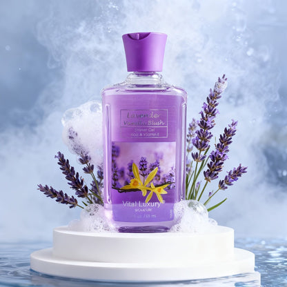Luxury Bath Gift Set for Women 4pcs Lavender Vanilla Body Care Kit Shower Gel Body Lotion for Entryways, Bedrooms and Living Spaces