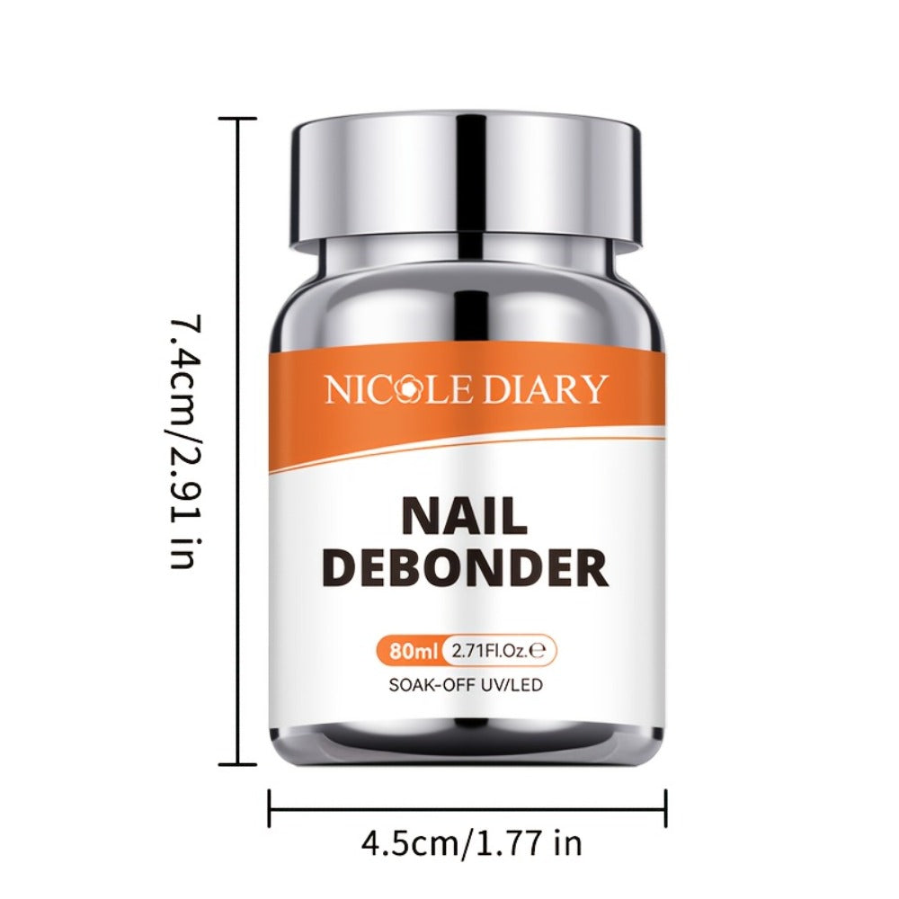 Press On Nail Debonder Remover 80ml – Fast 3-5 Second Soak-Off Liquid for False Tips, Rhinestone Glue Remover, No Damage Easy Dissolve