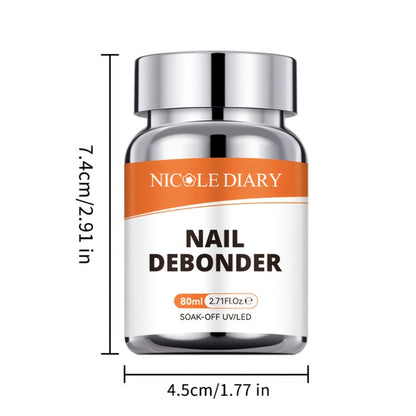 Press On Nail Debonder Remover 80ml – Fast 3-5 Second Soak-Off Liquid for False Tips, Rhinestone Glue Remover, No Damage Easy Dissolve
