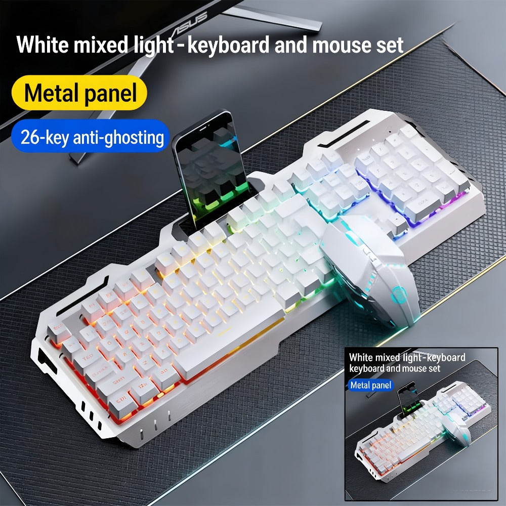 Full-Size 104-Key Wired Gaming Keyboard with Volume Knob in Seven White or Black Options Pictured