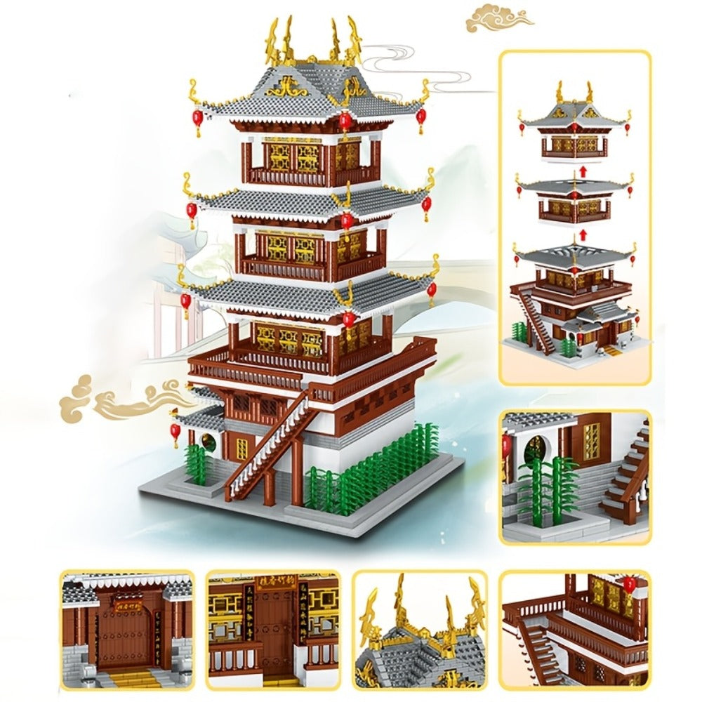 Ancient Chinese Palace Building Blocks Set 6134 Pcs – Heavenly Fairy Mirror Architecture Mini Brick Expert Level Display Model Adults Home