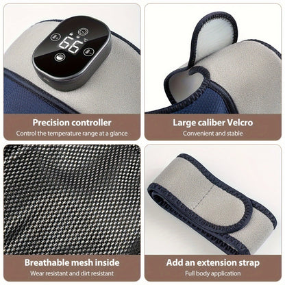 Electric Heated Knee Massager 3-in-1, Vibrating Heating Pad for Knee Shoulder Elbow, 5 Temperature Settings 45-65°C