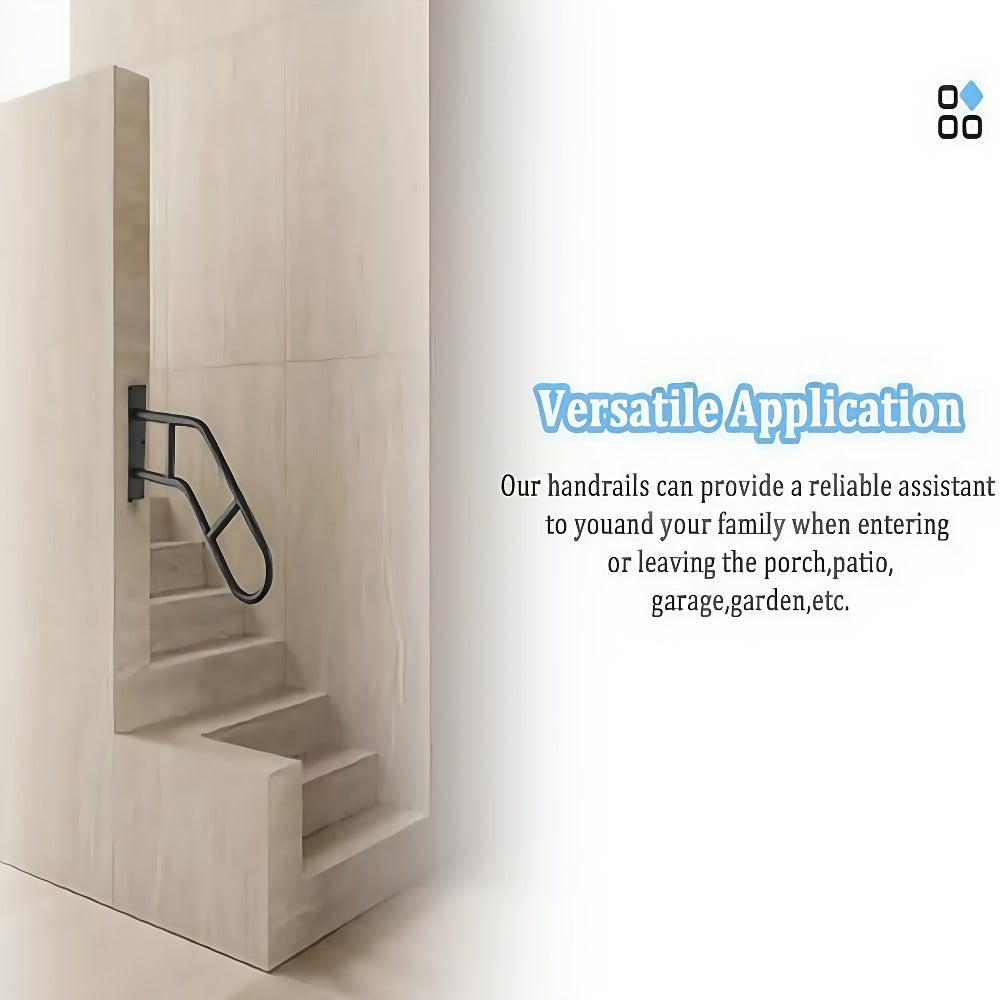Stair Handrail Outdoor Anti-Slip Wall Mounted for 1-3 Steps, U-Shaped Carbon Steel Grab Bar for Porch