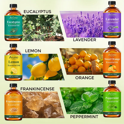 Lavender Essential Oil 4oz, Pure Aromatherapy Oil for Diffuser, Candle, Humidifier & Massage, Also in Eucalyptus
