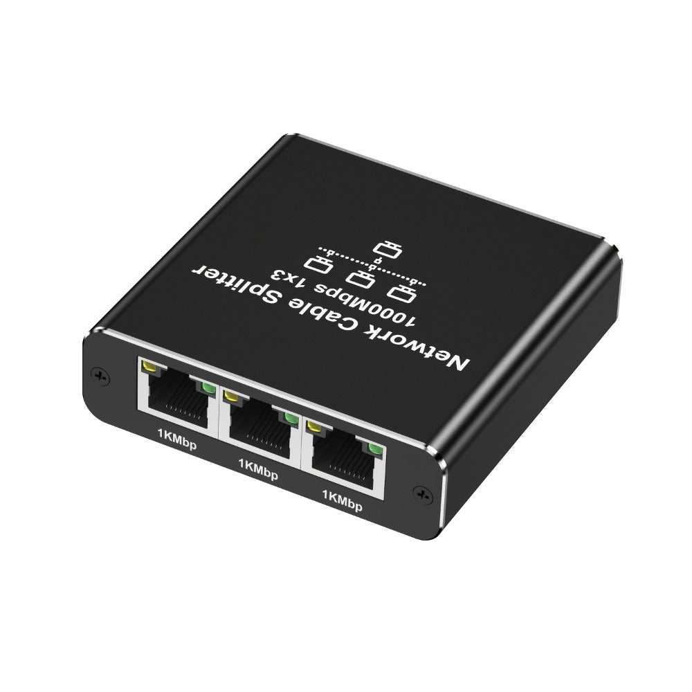 Gigabit Ethernet Splitter 1 to 3, 1000Mbps PoE Network Splitter, 1 In 3 Out RJ45 Adapter for PC, Laptop