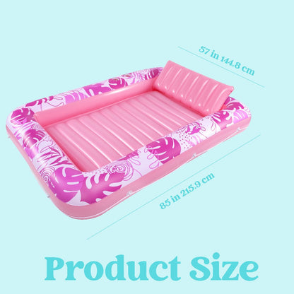 Hot Pink Inflatable Pool Float Tanning Bed with Open Center, Ribbed Base and Large or X-Large Sizes