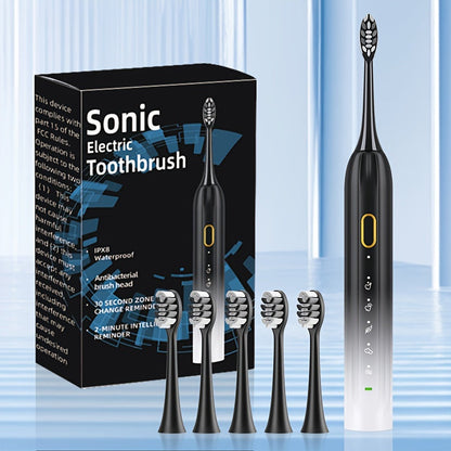 Sonic Electric Toothbrush IPX8 Waterproof USB Rechargeable with 5 Replacement Brush Heads, Smart Timer, Metal Shaft