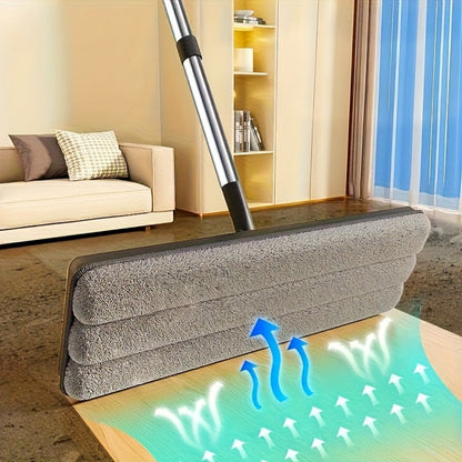 Flat Floor Mop and Bucket Set with Self-Cleaning System – Manual Squeeze Mop for Home, Office, Living Room, Bathroom & Kitchen – ABS