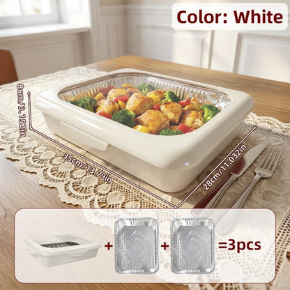 Aluminum Foil Insulated Food Tray Set 2-in-1 Reusable Stand with 2 Disposable Foil Trays for Grilling, Camping and Outdoor Meals