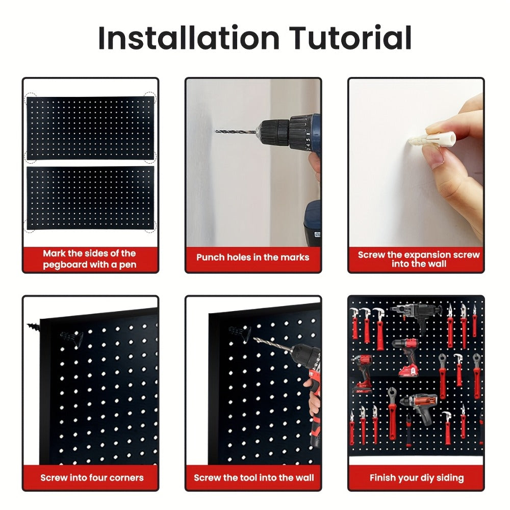 Metal Pegboard Wall Panels Garage Tool Storage Organizer Steel Peg Board Wall Mounted Workshop Shed Craft Room 2 Pack 4 Pack