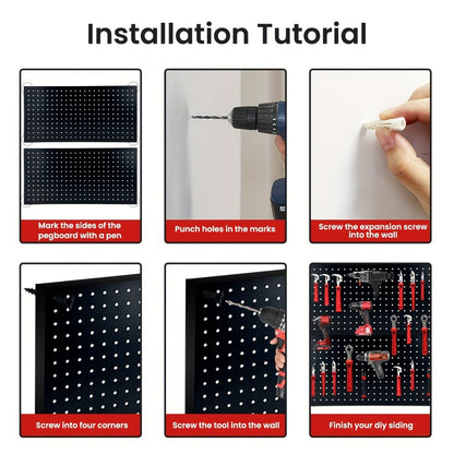 Metal Pegboard Wall Panels Garage Tool Storage Organizer Steel Peg Board Wall Mounted Workshop Shed Craft Room 2 Pack 4 Pack