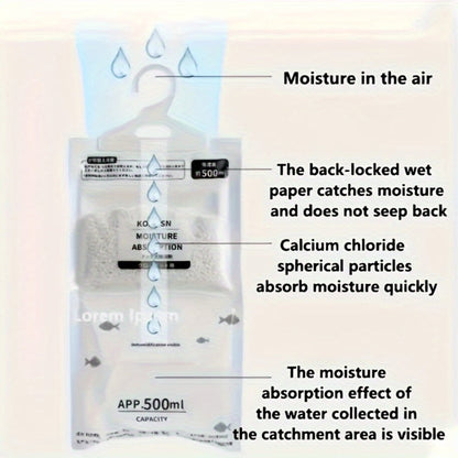 Moisture Absorber Bags 20 Pack Hanging Dehumidifier Bags 90-Day Power-Free Reusable Damp for Entryways, Bedrooms and Living Spaces
