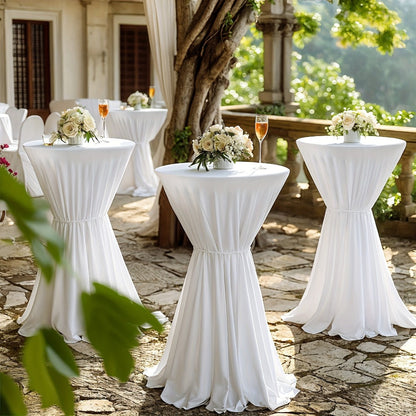 Spandex Cocktail Table Cover Round Stretch Tablecloth for Party Wedding Banquet – Elastic High Top Table Cloth Fitted Cover for Events