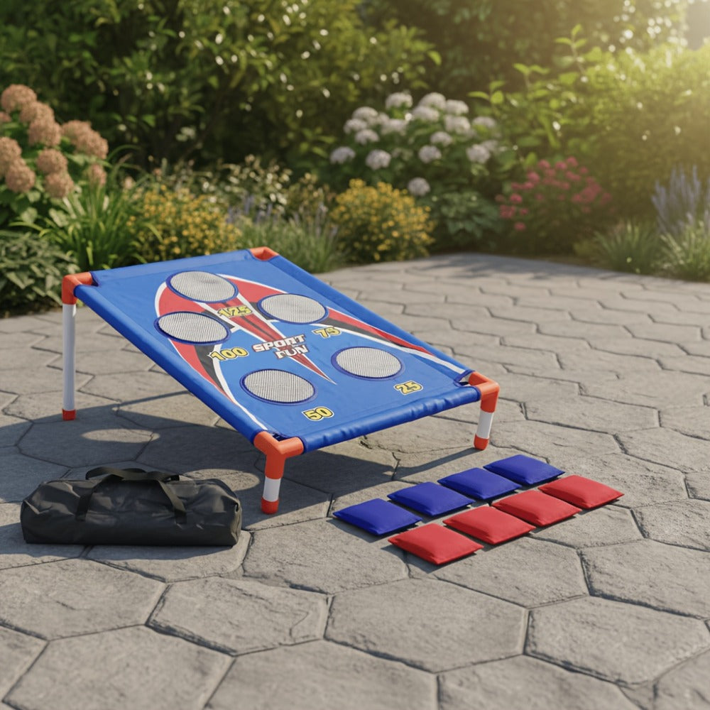 Bean Bag Toss Game Set – 5-Hole Scoring Board, 8 Bean Bags & Carry Bag | Outdoor Indoor Fun for Kids & Adults | Camping Parties Beach