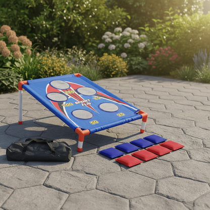 Bean Bag Toss Game Set – 5-Hole Scoring Board, 8 Bean Bags & Carry Bag | Outdoor Indoor Fun for Kids & Adults | Camping Parties Beach