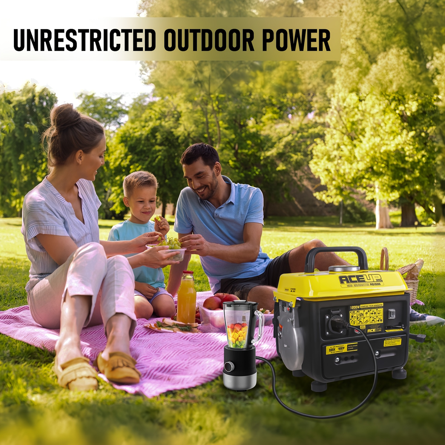 Gas Generator 1200W Portable Compact Ultralight - 900W Running 1200W Peak, 2-Stroke 71CC Engine, 6Hr Runtime