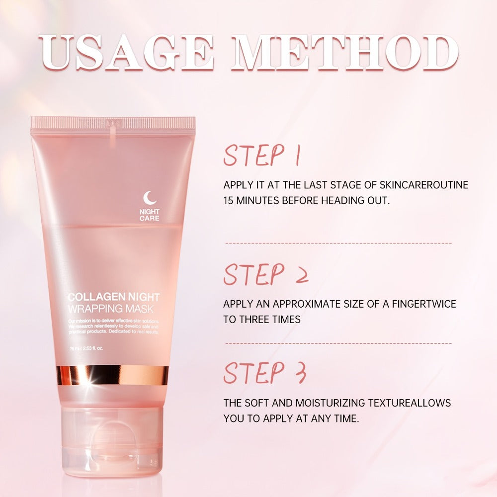 Collagen Night Mask with Jelly Brush, Alcohol-Free Squalane Gel Overnight Face Mask, Deep Nourishing &