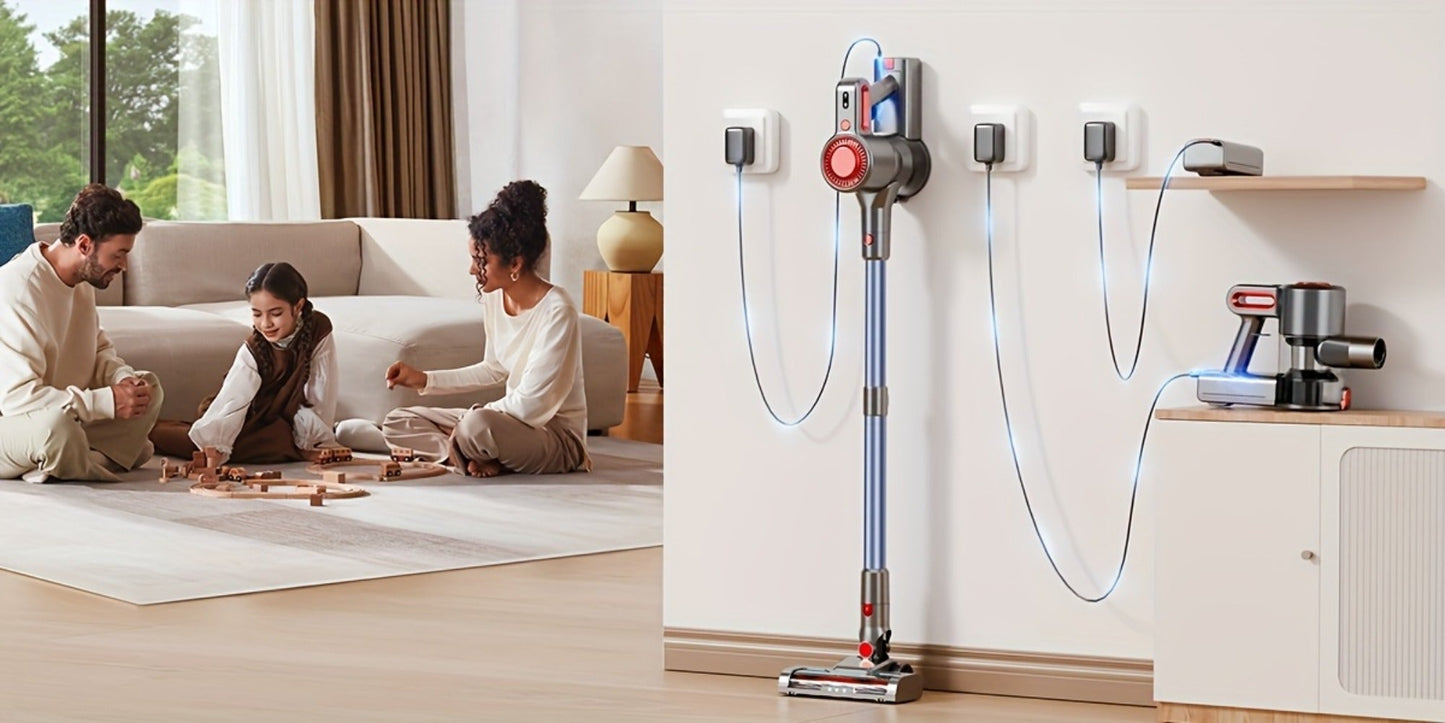Cordless LED Stick Vacuum Cleaner with Removable Battery, Two Suction Modes and Seven Color Options
