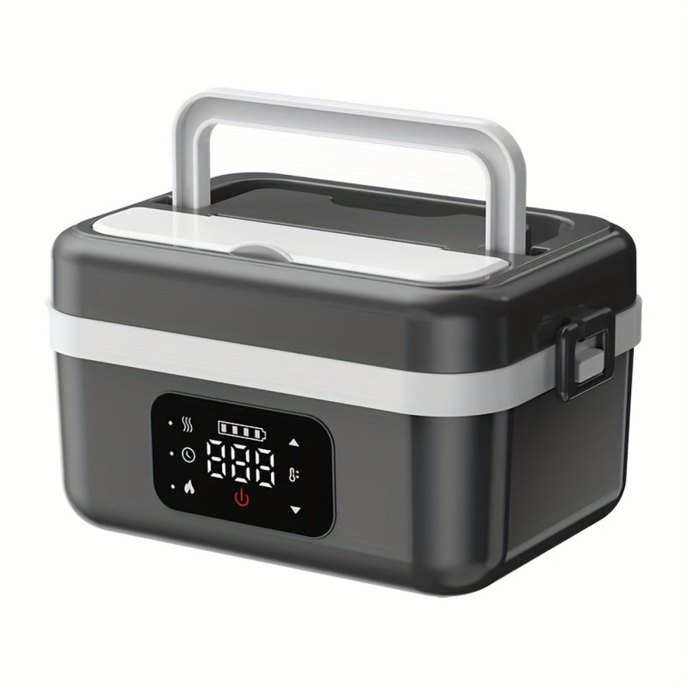 Heated Lunch Box, 8000mAh Battery-Powered 60W 1L Food Warmer with Timer and Power Bank Function