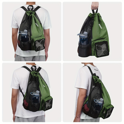 Mesh Drawstring Swim Bag – Quick-Dry Sports Backpack with Wet Pocket for Swimming, Gym & Beach, Lightweight Travel Bag for Women & Men